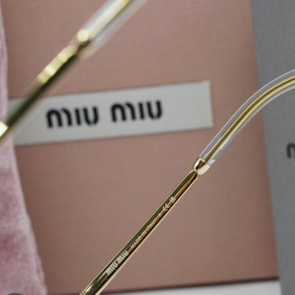 Miu Miu MU54YS 5AK30B Geometric Sunglasses - Gold/Light Grey